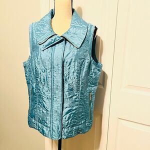 WEEKENDS BY CHICO'S Womens Vanity Size‎ 2 US Size 12 Quilted Teal Blue Vest